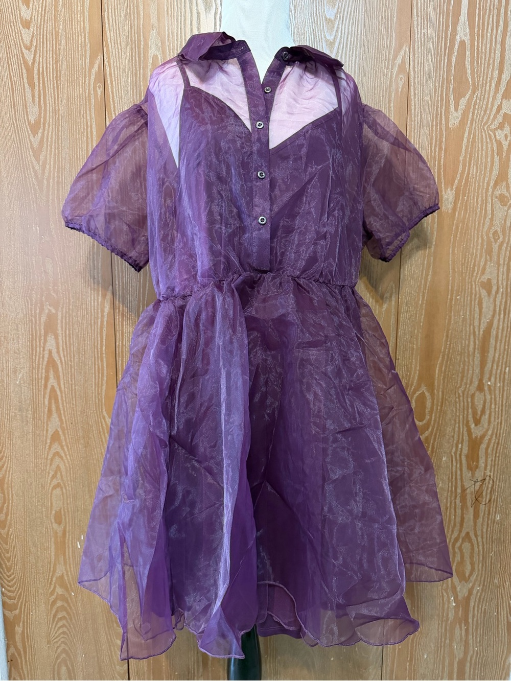 torrid Purple nightfall belted tiered Organza Party Mini Dress Women sheer